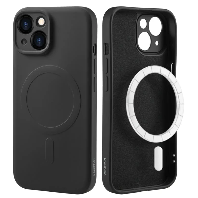 Afbeelding van Apple iPhone 15 MagSafe Hoesje Siliconen en TPU (zacht) iMoshion Softcase/Backcover Zwart Telefoonhoesje