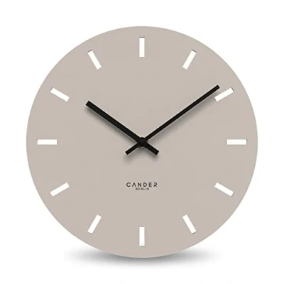 Afbeelding van Cander Berlin MNU 2530 P wandklok, geruisloos, zonder tikken, 30 cm, analoog, keuken, woonkamer, modern, vintage, warmgrijs, MDF