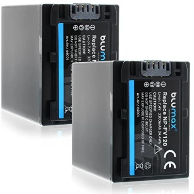 Afbeelding van 2X Blumax NP FV120 / FV100 Batterij compatibel met diverse Sony camera modellen 3300mAh 7.4V 24.4Wh