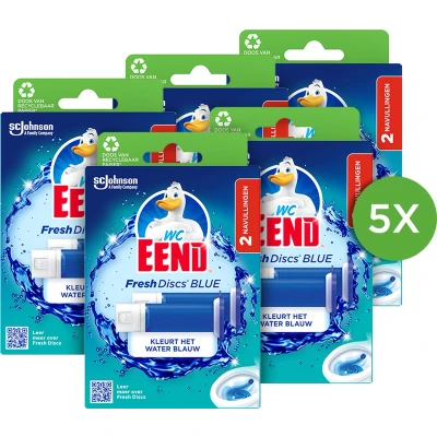 Afbeelding van 5x Wc Eend Fresh Discs Navulling Duo Coloring Blue 72 ml