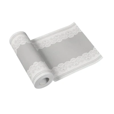 Afbeelding van PAW Airlaid Tafelloper (40 x 2400 cm) I Geperforeerd Elke 120 cm Verjaardag Tafelversiering Ideale Tafeldecoratie voor Communies, Bruiloften, Doopfeesten Kleur: Royal Lace (silver)