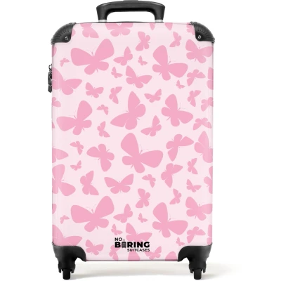 Afbeelding van NoBoringSuitcases.com® Kinderkoffer Kindertrolley Vlinders Patroon Handbagage koffer lichtgewicht Reiskoffer trolley Rolkoffer met wieltjes Past binnen 55x40x20 en 55x35x25