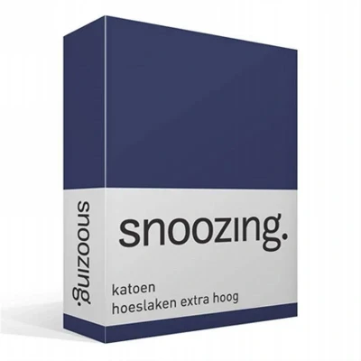 Afbeelding van Snoozing Katoen Extra Hoog Hoeslaken Tweepersoons 140x220 cm Navy