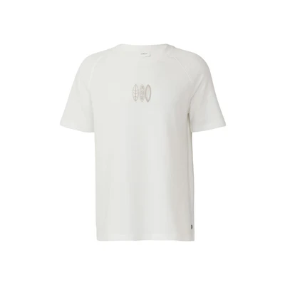 Afbeelding van s.Oliver Raglan MIT Flammgarnstruktur UND Stickerei Tshirt basic, Heren, Maat: Small, Weiß