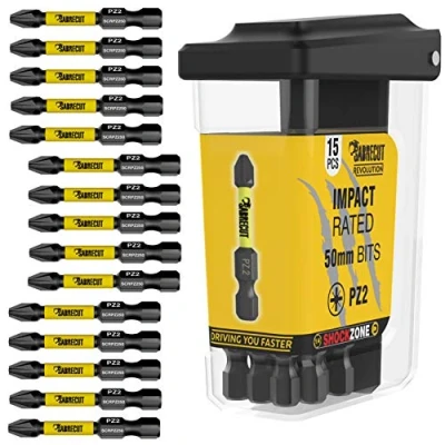 Afbeelding van 15 x SabreCut SCRPZ25015B 50 mm PZ2 magnetische slagschroevendraaier driver bits set in een TIC TAC doos Pozi Pozidriv Heavy Duty compatibel met Dewalt Milwaukee Bosch Makita en anderen
