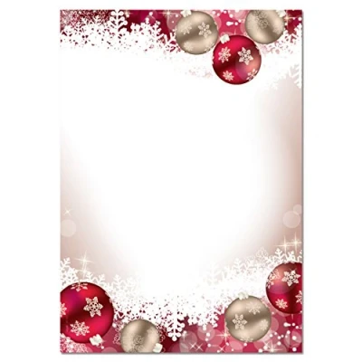 Afbeelding van !Kerstpapier Sigel A4 90grs rode kerstballen sneeuw 100 vel
