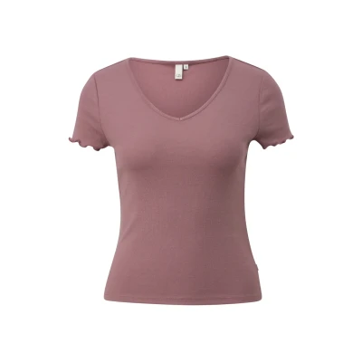 Afbeelding van QS Schmal Tshirt print, Dames, Maat: Large, Altrosa