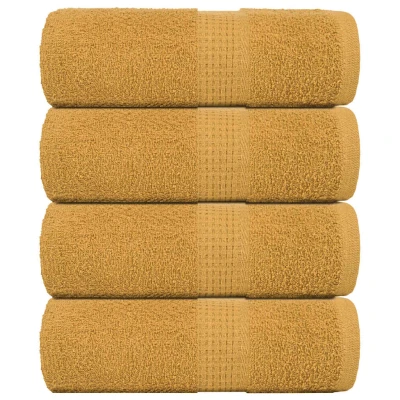 Afbeelding van vidaXL Gastendoekjes 4 st 30x50 cm 360 g/m² 100% katoen goudkleurig