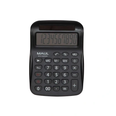 Afbeelding van Maul ECO MJ 555 Bureaurekenmachine Zwart Aantal displayposities: 10 werkt op zonne energie (b x h d) 110 154 27 mm