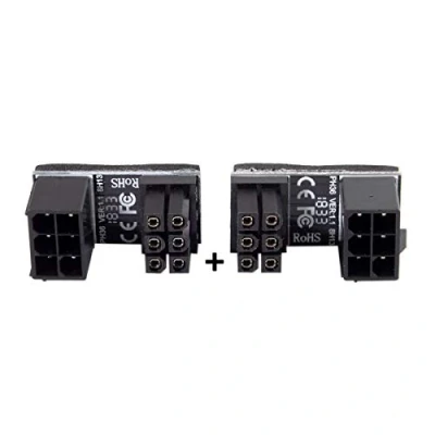 Afbeelding van Cablecc ATX 6 pins vrouwelijk naar mannelijk 180 graden schuine voedingsadapter voor desktops grafische kaart PW 007 008 009 LIJST 2 stuks.