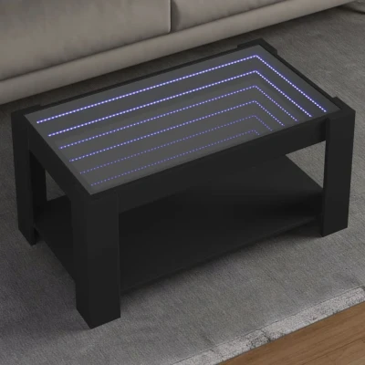Afbeelding van Salontafel met LED 93x53x45 cm bewerkt hout zwart