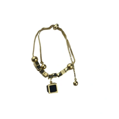 Afbeelding van Gold Charm Cube Bracelet 16K