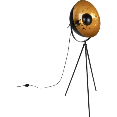 Afbeelding van QAZQA Industriële vloerlamp tripod zwart Magna 40 Eglip