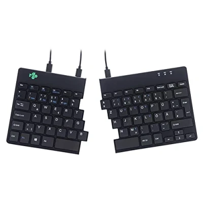 Afbeelding van R Go Tools RGOSP DEWIBL Split Break Ergonomisch toetsenbord, Gesplitste Compact, Met pauze indicator, QWERTZ (DE) Layout, Bedraad, Zwart