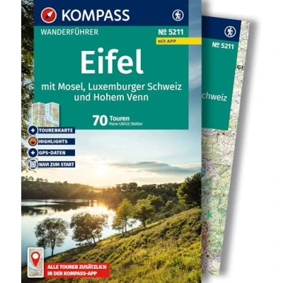 Afbeelding van KOMPASS Wanderführer Eifel mit Mosel, Luxemburger Schweiz und Hohem Venn, 70 Touren Extra Tourenkarte