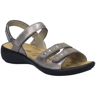 Afbeelding van Josef Seibel Ibiza Sandalen met sleehak, Dames, Maat: 39, Platin Leer