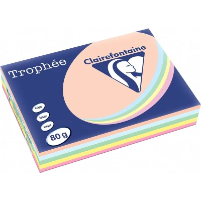 Afbeelding van Clairefontaine Trophée gekleurd papier, A4, 80 g, 5 x 100 vel, geassorteerde kleuren papier