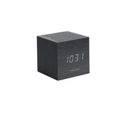 Afbeelding van Karlsson Staande klok Cube Zwart Hout