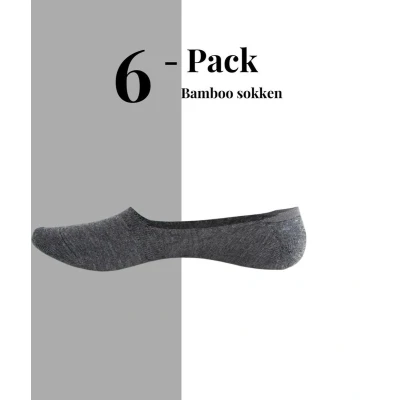 Afbeelding van Sneakersokken Onzichtbare footies Bamboo 6 paar Naadloos anti slip hak Antraciet Maat 39 45