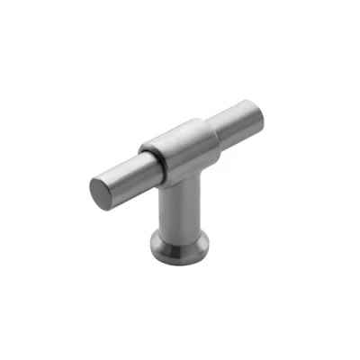 Afbeelding van Meubelknop T vorm 20mm recht/recht geborsteld RVS