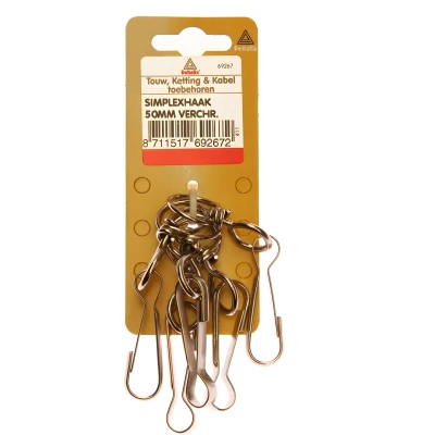 Afbeelding van Deltafix simplexhaak met wervel vernikkeld 50 mm 5 st.