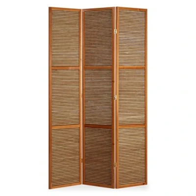 Afbeelding van Homestyle4u 873, XL kamerscherm, ruimteverdeler, 3 delig, bamboe hout, bruin, hoogte 2 m