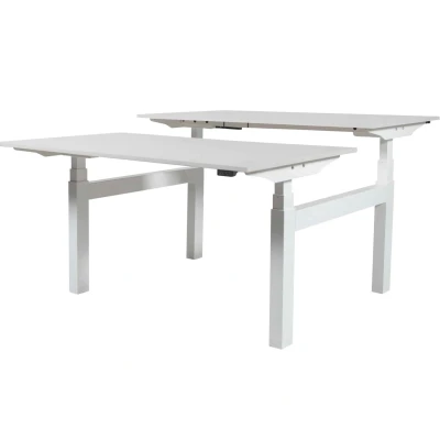 Afbeelding van Lectro Duo Plus werkplekken, zit sta (64 130cm) hoogte verstelbaar dmv 2 elektromotoren per wp met 180x80cm wit 25mm bladen en aluminium (RAL9006)