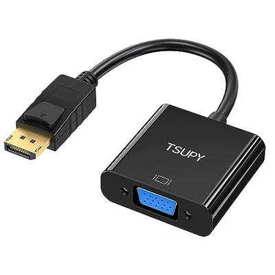 Afbeelding van TSUPY DisplayPort to VGA Adapter 1080P met Vergulde Aansluiting DP Mannetje naar Wijfje Converter voor desktops, laptops, projectors, monitoren