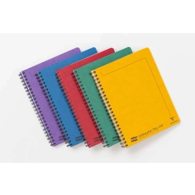 Afbeelding van Clairefontaine 482/1124Z Set van 5 Notitieboekjes Europa Spiraal A4+ 22.5x29.7cm 240 losse gelinieerde pagina&#039;s met perforaties en 4 gaten Glanzende kaft Willekeurige kleuren.