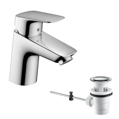 Afbeelding van Hansgrohe 71070000 Waterkraan Logis, Armatuur Met Uitloop Hoogte 70 mm, Chroom,Hard Graphite geborsteld