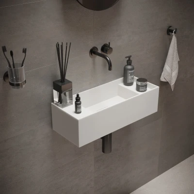 Afbeelding van Fontein Ideavit Solidbliss 55x22x15 cm Solid Surface 2 Plateaus Mat Wit