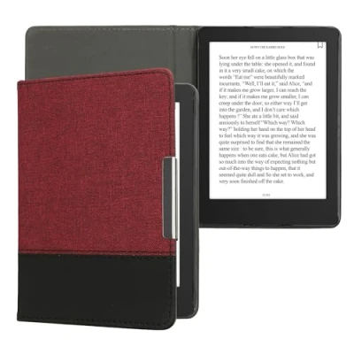 Afbeelding van kwmobile hoes geschikt Voor Kobo Aura Edition 2 Canvas beschermhoes in donkerrood / zwart e reader