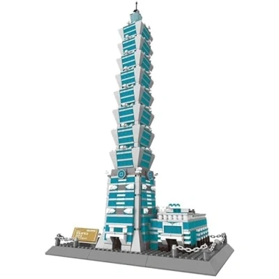 Afbeelding van WANGE Montage Architectuur Model Met Blokken. Taipei 101 Wolkenkraker uit Taiwan.