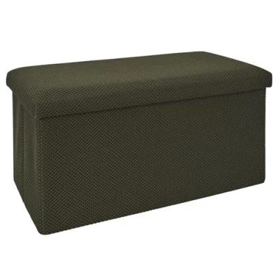 Afbeelding van Home Deco Factory Poef/hocker Atome opvouwbaar stof opbergbox donkergroen 2 persoons 76 x 38 cm