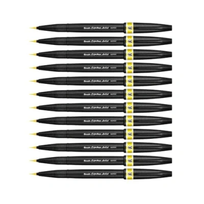 Afbeelding van Pentel Artist viltstift met extra fijne penseelpunt kleur geel