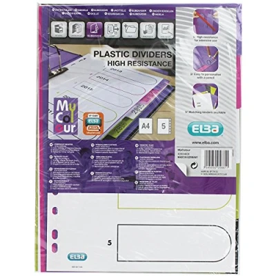 Afbeelding van Oxford Mycolour Tabbladen, Formaat A4, Uit Gekleurde Pp, 11 gaatsperforatie, 5 Tabs Tabbladen