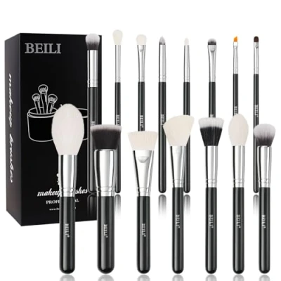 Afbeelding van make upborstels BEILI 15 stuks professionele up kwastenset natuurlijk geitenhaar premium synthetische Kabuki foundation gezichtspoeder blush concealer oogschaduw mengen eyeliner borstel