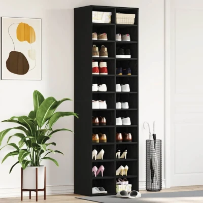 Afbeelding van Schoenenkast 54x34x183 cm spaanplaat zwart eikenkleurig