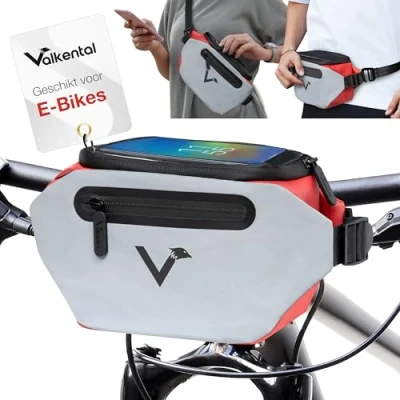 Afbeelding van Valkental 3in1 City Bag stuurtas Rood NIET GESCHIKT VOOR KLICKFIX EN STUURCOMPUTERS afm. 13x17x13 4L.