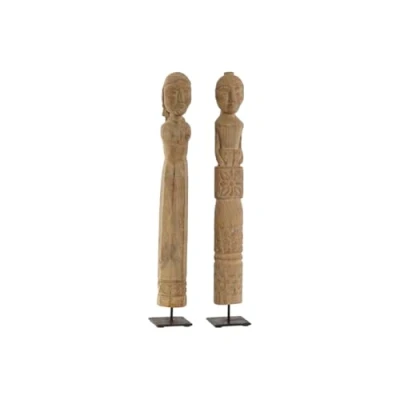 Afbeelding van Decoratieve figuren Home ESPRIT Natuurlijk 7,5 x 50 cm Standbeeld (2 Onderdelen)