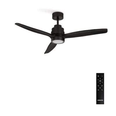Afbeelding van CREATE Plafondventilator 40W silent Ø132 cm Met Verlichting drie temperaturen Afstandsbediening 6 Snelheden Timer Zomer/Winter functie Zwart WIND STYLANCE