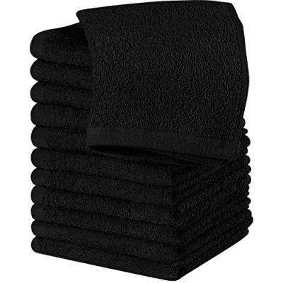 Afbeelding van Utopia Towels Katoenen washandjesset pak van 24 stuks 100% ringgesponnen katoen, hoogwaardige flanellen gezichtsdoeken, zeer absorberende en zacht aanvoelende handdoeken (pak 12, zwart)