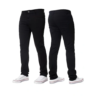 Afbeelding van BRAND KRUZE Heren Stretch Slim Fit Chino Broek Casual Werk Jeans Broek, Zwart, 38W / 30L