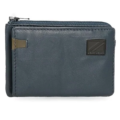 Afbeelding van Pepe Jeans Marshal portemonnee met kaartenvak, Blauw, 11 x 7 1,5 cm, leer, Eén maat, kaarthouder