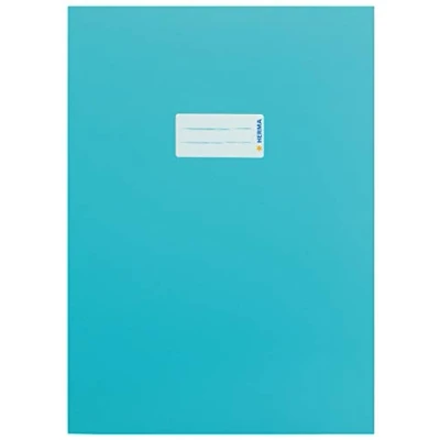 Afbeelding van HERMA 19755 kartonnen schriftenveloppen, DIN A4, schriften met tekstveld, van stevig en extra sterk papier, 10 delige set schriftbeschermers voor schoolschriften, turquoise