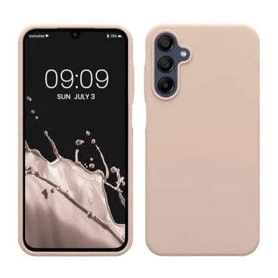 Afbeelding van kwmobile telefoonhoesje geschikt voor Samsung Galaxy A15 5G Hoesje met siliconen coating Smartphone case in kokosmelk