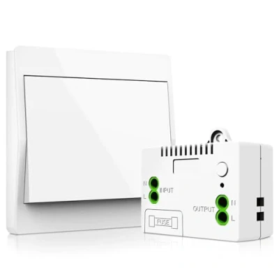 Afbeelding van draadloze lichtset, kinetische lichtschakelaar, 433,92 mhz Rf schakelaar en relais, ontvanger, controller, 240 V met zekering, geen bedrading, waterdicht, voor
