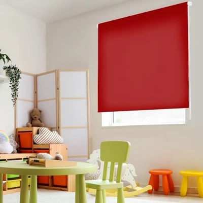 Afbeelding van Blindecor Ara Lichtdoorlatend rolgordijn linnen, Manual, Bordeauxrood, 140 x 250 cm