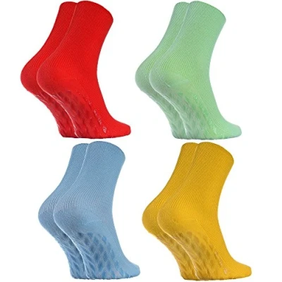 Afbeelding van Rainbow Socks Man Vrouw Diabetes Sokken Anti Slip Katoen Zonder Elastiek 4 Paar Rood Groen Geel Blue Maat EU 36 38