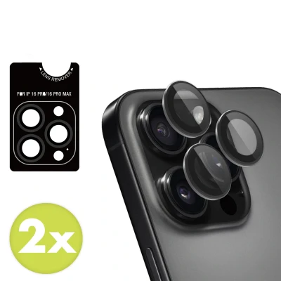 Afbeelding van 2 Pack Screenprotectors Apple iPhone 16 Pro Max: imoshion Camera lens protector Glas Zwarte randen